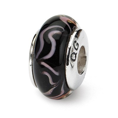 Black Bow Jewelry Black & Pink Swirl Glass Sterling Silver Bead Charm