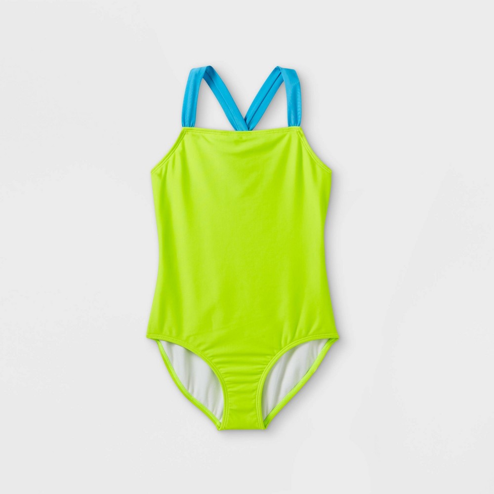 Girls' One Piece Swimsuit - Cat & Jack Lime Green  Size L Plus