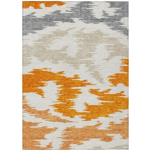 HomeRoots 9' X 12' Orange Beige And Ivory Abstract Washable Indoor Outdoor Area Rug - 1 of 2