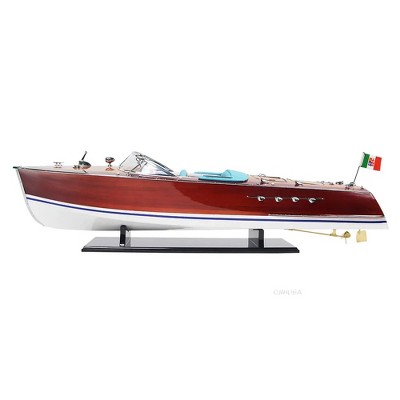 Riva Triton Painted Wooden Boat Model 10" H – Hand Built Replica By Old Modern Handicrafts
