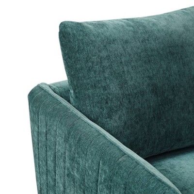Teal Velvet Channel Quilted Swivel Accent Chair