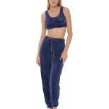 Cozy Fleece Crop Top and Joggers Pants with Pockets, Women's Fuzzy Activewear Loungewear Set Yoga Exercise