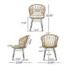 Outdoor 2 PC Wicker Armrests Chairs,Patio Upholstered Wicker Armrests Chair With Hairpin Legs,Single Garden Wicker Backrest Chair-Coolbibila - 4 of 4