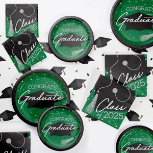 Creative Converting 2025 Graduate School Spirit Emerald Green Tableware Kit 18ct - 1 of 4