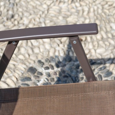 Brown Steel and Glass 5-Piece Patio Dining Set with Umbrella Hole