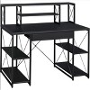 Vynxaria Black Office Desk with Open Shelves Modern Design for Productive Home Office Workspaces - 4 of 4