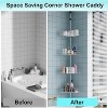 Tension Pole Shower Caddy, Corner Shower Caddies with 4 Basket Shelves and Built-In Towel Bars, Rustproof Bathroom Shower Organizer Adjustable - 3 of 4
