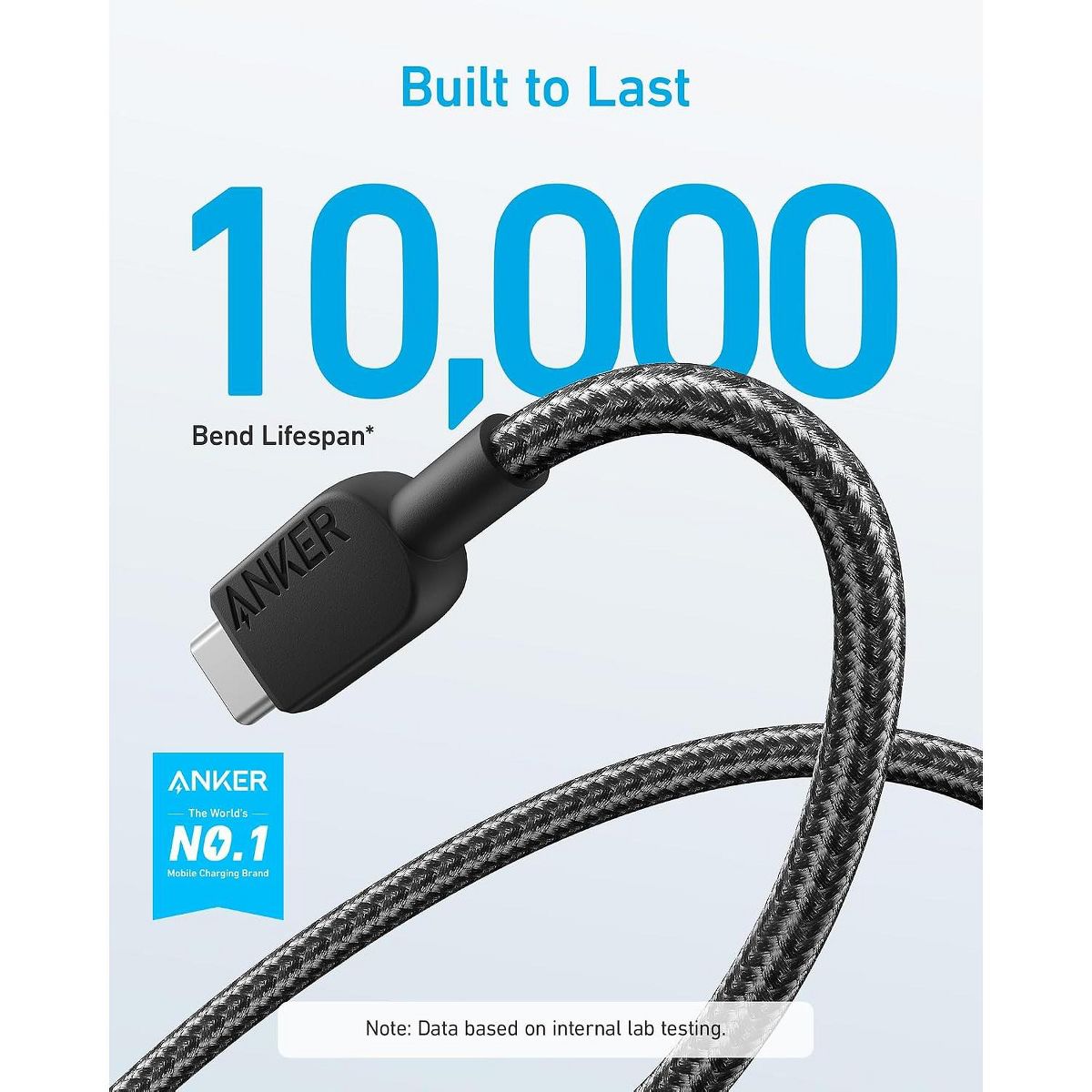 Anker USB A to USB C Cable, Charger Cord (2-Pack, 10 ft, Black) | For iPhone 17 Series, Samsung Galaxy Note10 / S10+ / S10, LG V30, and More - thumbnail 2