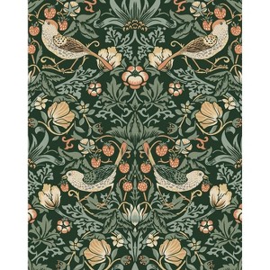 NextWall Aves Garden Peel and Stick Wallpaper Green: Vintage Bird & Floral Design, Repositionable, Washable, 30.75 Sq Ft Coverage - 1 of 4