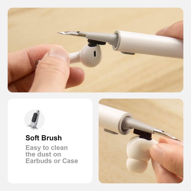Link Airpods Pro Cleaner Kit: Multi-Function Cleaning Pen with Soft Brush Flocking Sponge for Case Cleaning Tools White, 4 of 7