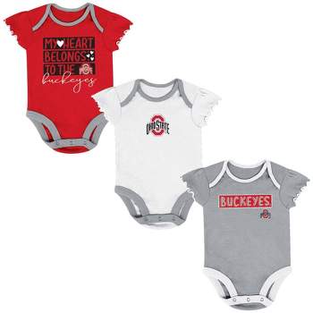NCAA Ohio State Buckeyes Infant Girls' 3pk Bodysuit Set