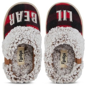 Floopi Kids "Lil Bear" Buffalo Plaid Two-Tone Faux Fur Clog Slipper - 1 of 4