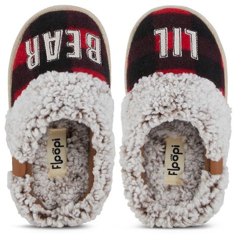 Floopi Kids lil Bear Buffalo Plaid Two tone Faux Fur Clog Slipper Target