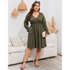 Clearlove Women's 2025 Plus Size Casual Dress V Neck Long Sleeve Dress Maxi Dresses with Pockets - 4 of 4