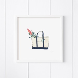 Tote Bag With Flowers Framed Museum Quality 12" x 12" Art Print by Ramus & Co - 1 of 4
