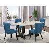 HomeStock 5-Piece Rectangle Natural Oak Finish Solid Wood Top Dining Table with 4 Parson Chair - 2 of 4