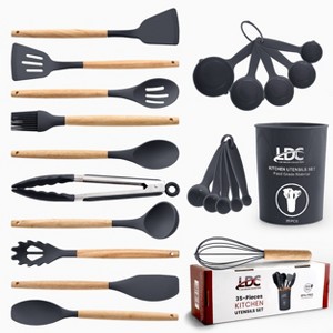 Lux Decor Cooking Utensil Set 35 Piece Silicone and Wood Kitchen Utensil Set with Holder Non Stick Kitchen Gadgets & Tools - 1 of 4