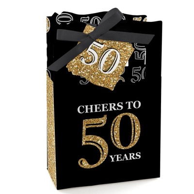 Big Dot of Happiness Adult 50th Birthday - Gold - Birthday Party Favor Boxes - Set of 12