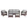 Sonkuki 5 Pieces Patio Sofa with Ottomans Set, All-Weather PE Rattan Wicker, Small Patio Conversation Couch with Cushion - 2 of 4