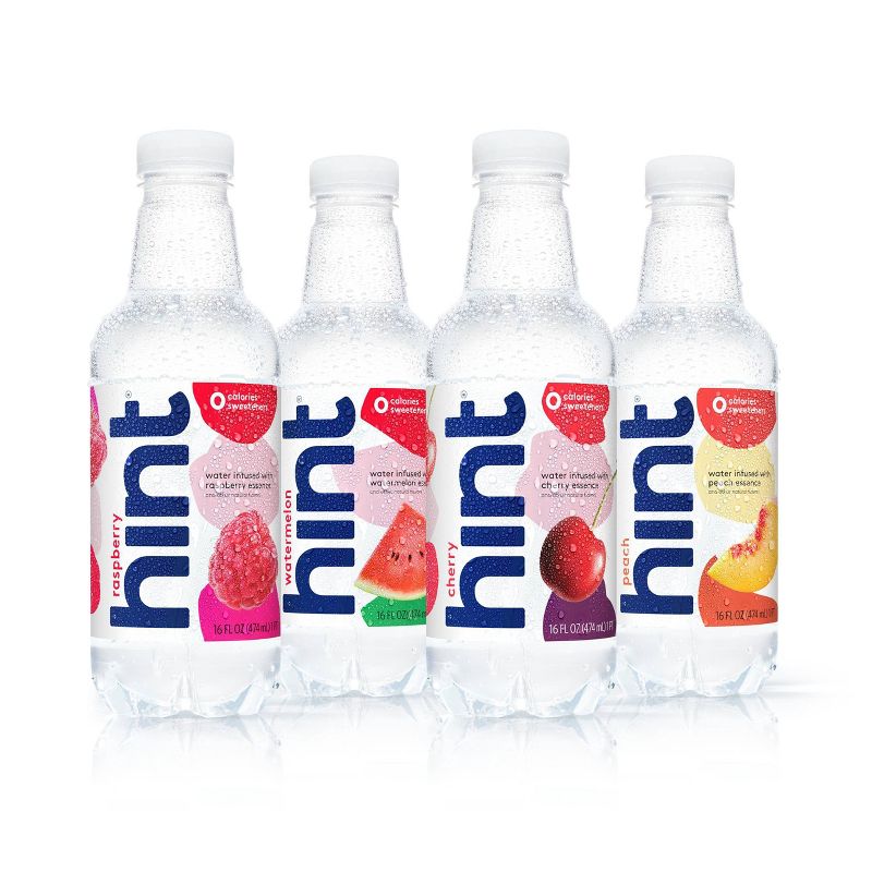 hint Purple Variety Pack Flavored Water - Watermelon, Raspberry, Cherry, and Peach - 12pk/16 fl oz Bottles, 3 of 12