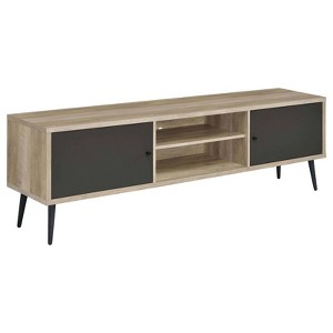 Coaster Allie Mid-Century Modern 2 Door Wood TV Stand for TVs up to 75" with Shelf Antique Pine/Gray - 1 of 4