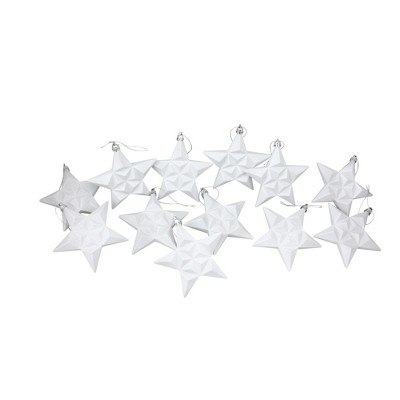 Northlight 12ct White Matte Finish Glittered Star Shatterproof Christmas Ornaments 5"