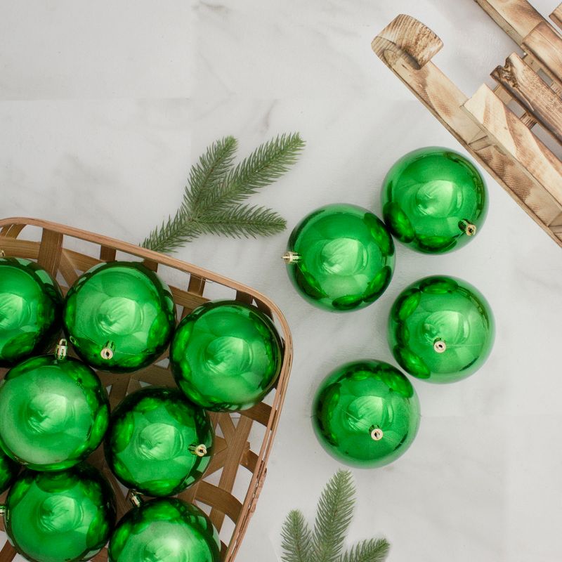 Northlight 12ct Shatterproof Shiny Christmas Ball Tree Ornament Set 4" - Green, 2 of 3