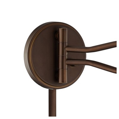 Industrial Bronze 14'' Swing Arm Wall Lamp with Natural Mica Shade