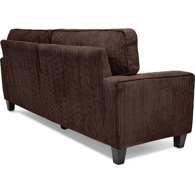 Palisades Compact Linen Fabric Sofa with Wood Accents, Riverfront Brown