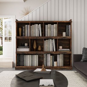Kumasinova 10-Shelf Cubbyhole Bookcase, 53.15" Wooden Storage Bookshelf with Label Tags,  Bookcase Display Stand - 1 of 4