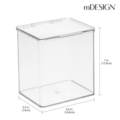 Clear Plastic Stackable Kitchen Pantry Organizer with Hinged Lid, 6 Pack
