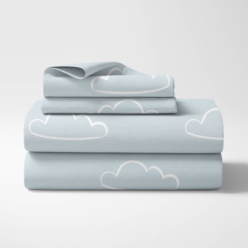 Queen Airplane Cloud Print Kids&#39; Sheet Set Red/Blue - Sweet Jojo Designs, 4 of 5