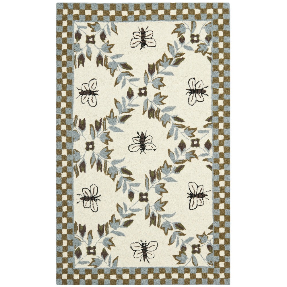 2'6inx4' Hooked Tiana Rug Ivory/Blue - Safavieh