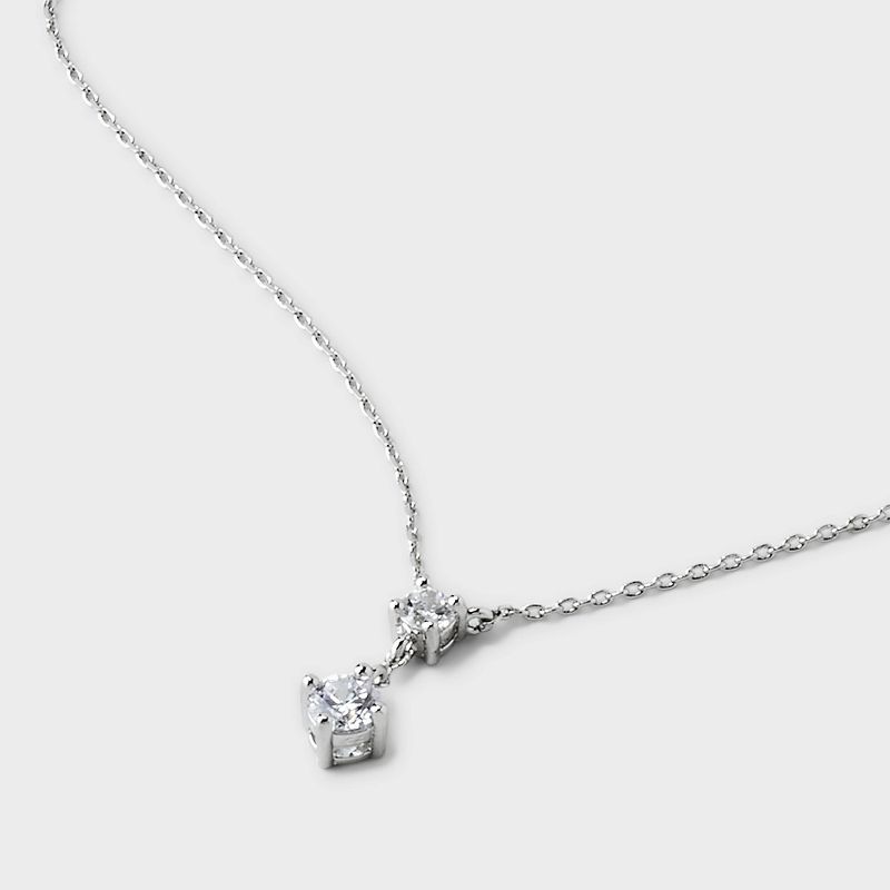 Silver Plated Cubic Zirconia Y Necklace and Stud Earrings - A New Day&#8482; Silver, 5 of 6