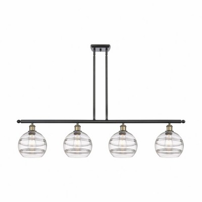 Rochester - 4 Light Stem Hung Island In Industrial Style-10.38 Inches Tall and 48 Inches Wide