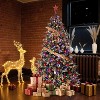 Acekool 6FT Snow Flocked Prelit Tree, Norway Spruce Look, Warm White Lights, Artificial Full Tree with Gloves & Sturdy Stand, Green - 4 of 4