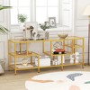 Tangkula 58" TV Stand for TVs up to 65" w/ Tempered Glass Shelves TV Console Table - 4 of 4