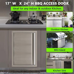 BBQ Access Door， Garvee Grill Door Double Door Brushed Stainless Steel, Outdoor Kitchen Doors for BBQ Island Grilling Station - 1 of 4
