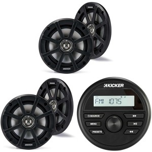 Kicker 46KMC2 Marine Gauge-Style Source & (2 Pair ) 51PSC654 6.5" Powersports Speakers bundle - 1 of 4