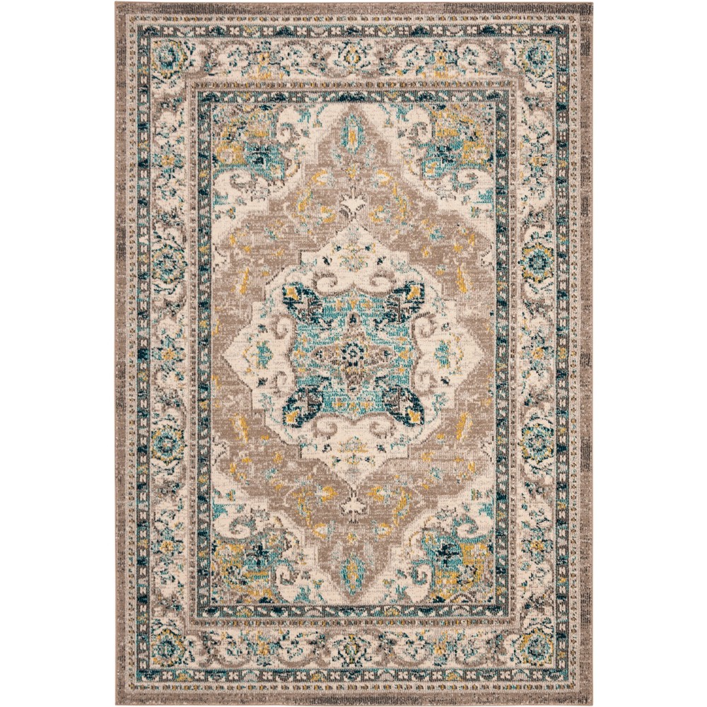 5'1inx7'6in Deidre Medallion Loomed Rug Ivory/Gray - Safavieh
