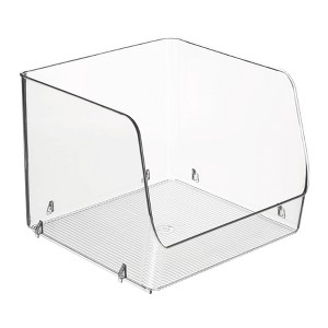 iDESIGN XL Linus Stacking Organizer Bins Clear: Plastic Kitchen Cabinet Storage, 9x9x7, Spot Clean - 1 of 4