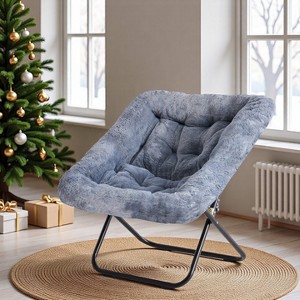 FONTOI 29" Cozy Fluffy Faux Fur Folding Lounge Comfy Chair with Plush Cushion Collapsible Steel Frame Kids Chair for Teens Living Room Bedroom - 1 of 4