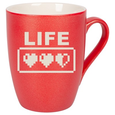 100 North Gaming 10 Ounce Crimson Red Metallic Finish, Comfortably Fits Your Hands, New Bone China Coffee Tea Cup Mug, Life