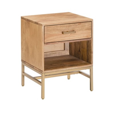 MH London Etna 23"  Night Stand with Drawer Mango Wood & Iron in Natural