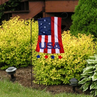 Patriotic Red and Blue Polyester Garden Flag with Stars