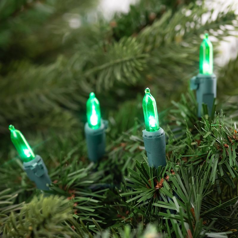 Northlight 50ct Green LED Mini Christmas Lights, 16.25ft Green Wire, 2 of 7