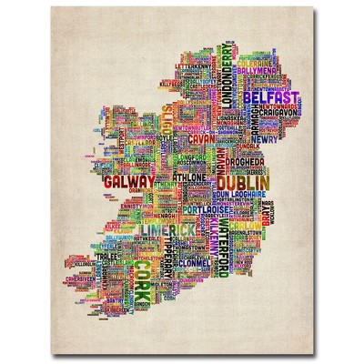 Trademark Fine Art -Michael Tompsett 'Ireland City Text Map II' Canvas Art