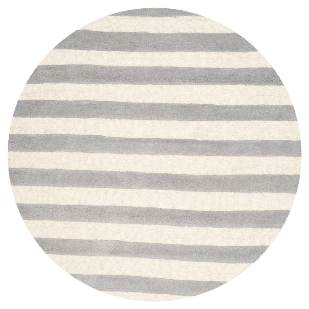 6' Stripe Area Rug Gray/Ivory - Safavieh