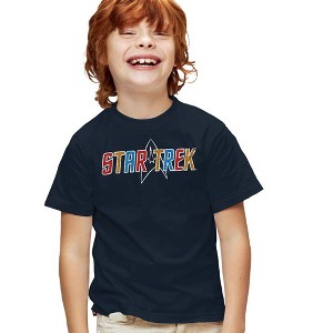 Boys' Star Trek Multi Colored Logo T-Shirt Navy Medium - 1 of 4