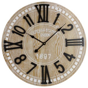 Northlight 24" Battery Operated Round Wall Clock with Roman Numeral and Block Numbers - 1 of 4